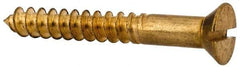 Value Collection - #10, 1-1/2" OAL, Slotted Drive, Flat Head Wood Screw - ASME B18.6.1, Brass - Industrial Tool & Supply