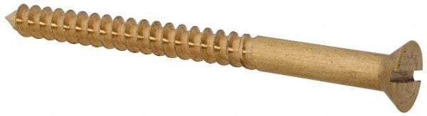 Value Collection - #10, 2-1/2" OAL, Slotted Drive, Flat Head Wood Screw - ASME B18.6.1, Brass - Industrial Tool & Supply