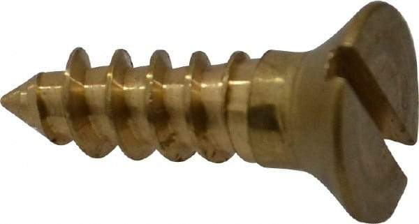 Value Collection - #12, 3/4" OAL, Slotted Drive, Flat Head Wood Screw - ASME B18.6.1, Brass - Industrial Tool & Supply