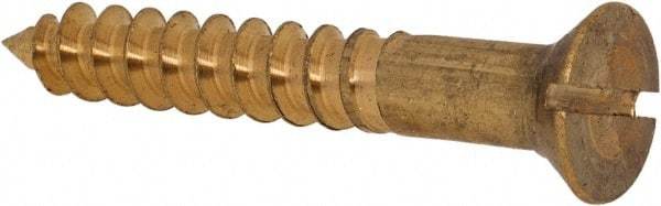 Value Collection - #12, 1-1/2" OAL, Slotted Drive, Flat Head Wood Screw - ASME B18.6.1, Brass - Industrial Tool & Supply
