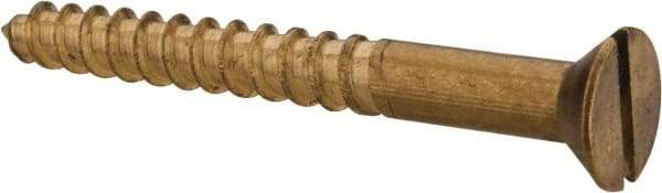 Value Collection - #12, 2" OAL, Slotted Drive, Flat Head Wood Screw - ASME B18.6.1, Brass - Industrial Tool & Supply