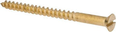 Value Collection - #12, 3" OAL, Slotted Drive, Flat Head Wood Screw - ASME B18.6.1, Brass - Industrial Tool & Supply