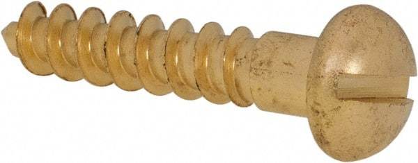 Value Collection - #14, 1-1/4" OAL, Slotted Drive, Flat Head Wood Screw - ASME B18.6.1, Brass - Industrial Tool & Supply