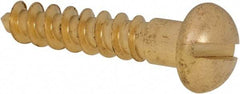 Value Collection - #14, 1-1/4" OAL, Slotted Drive, Flat Head Wood Screw - ASME B18.6.1, Brass - Industrial Tool & Supply