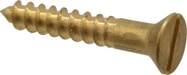 Value Collection - #14, 1-1/2" OAL, Slotted Drive, Flat Head Wood Screw - ASME B18.6.1, Brass - Industrial Tool & Supply
