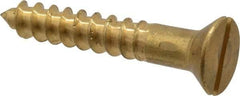 Value Collection - #14, 1-1/2" OAL, Slotted Drive, Flat Head Wood Screw - ASME B18.6.1, Brass - Industrial Tool & Supply
