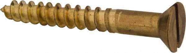 Value Collection - #14, 2" OAL, Slotted Drive, Flat Head Wood Screw - ASME B18.6.1, Brass - Industrial Tool & Supply