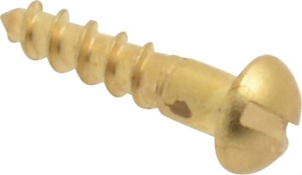 Value Collection - #2, 3/8" Length Under Head, Slotted Drive, Round Head Wood Screw - ASME B18.6.1, Brass - Industrial Tool & Supply