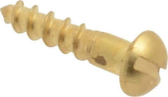 Value Collection - #2, 3/8" Length Under Head, Slotted Drive, Round Head Wood Screw - ASME B18.6.1, Brass - Industrial Tool & Supply