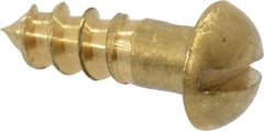 Value Collection - #4, 3/8" Length Under Head, Slotted Drive, Round Head Wood Screw - ASME B18.6.1, Brass - Industrial Tool & Supply