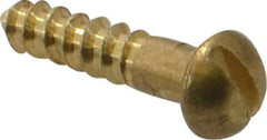 Value Collection - #4, 1/2" Length Under Head, Slotted Drive, Round Head Wood Screw - ASME B18.6.1, Brass - Industrial Tool & Supply