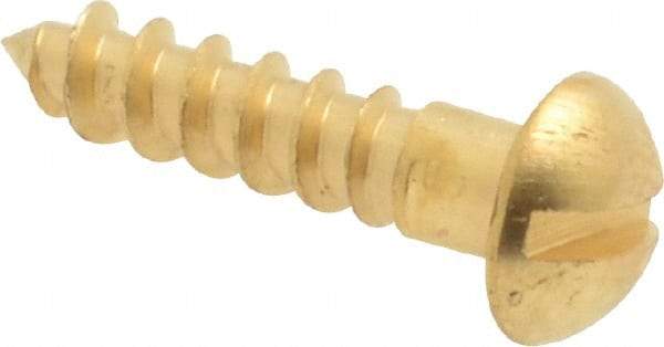 Value Collection - #6, 5/8" Length Under Head, Slotted Drive, Round Head Wood Screw - ASME B18.6.1, Brass - Industrial Tool & Supply