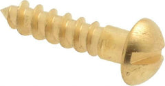 Value Collection - #6, 5/8" Length Under Head, Slotted Drive, Round Head Wood Screw - ASME B18.6.1, Brass - Industrial Tool & Supply