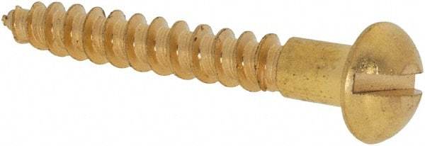 Value Collection - #6, 1" Length Under Head, Slotted Drive, Round Head Wood Screw - ASME B18.6.1, Brass - Industrial Tool & Supply