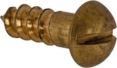 Value Collection - #8, 1/2" Length Under Head, Slotted Drive, Round Head Wood Screw - ASME B18.6.1, Brass - Industrial Tool & Supply
