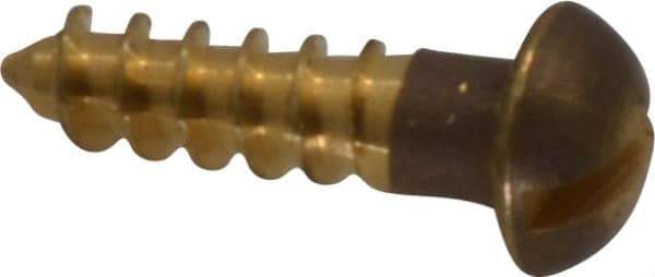 Value Collection - #8, 5/8" Length Under Head, Slotted Drive, Round Head Wood Screw - ASME B18.6.1, Brass - Industrial Tool & Supply