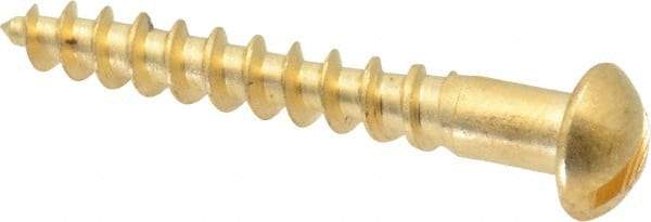 Value Collection - #8, 1-1/4" Length Under Head, Slotted Drive, Round Head Wood Screw - ASME B18.6.1, Brass - Industrial Tool & Supply