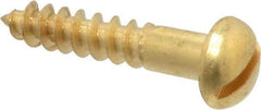 Value Collection - #10, 1" Length Under Head, Slotted Drive, Round Head Wood Screw - ASME B18.6.1, Brass - Industrial Tool & Supply