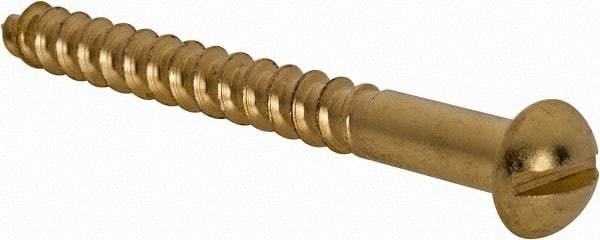 Value Collection - #10, 2" Length Under Head, Slotted Drive, Round Head Wood Screw - ASME B18.6.1, Brass - Industrial Tool & Supply