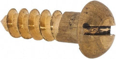 Value Collection - #12, 3/4" Length Under Head, Slotted Drive, Round Head Wood Screw - ASME B18.6.1, Brass - Industrial Tool & Supply