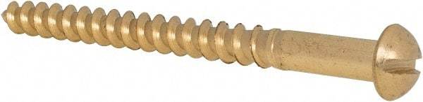 Value Collection - #12, 2-1/2" Length Under Head, Slotted Drive, Round Head Wood Screw - ASME B18.6.1, Brass - Industrial Tool & Supply
