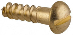 Value Collection - #14, 1" Length Under Head, Slotted Drive, Round Head Wood Screw - ASME B18.6.1, Brass - Industrial Tool & Supply