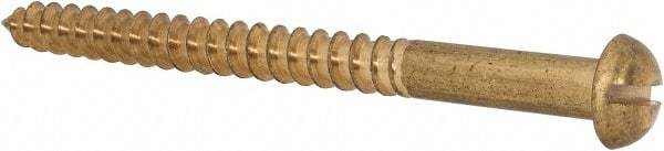 Value Collection - #14, 3" Length Under Head, Slotted Drive, Round Head Wood Screw - ASME B18.6.1, Brass - Industrial Tool & Supply