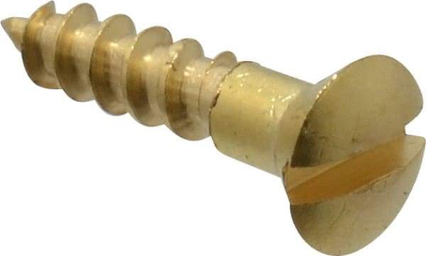 Value Collection - #4, 1/2" Length Under Head, Slotted Drive, Oval Head Wood Screw - ASME B18.6.1, Brass - Industrial Tool & Supply