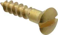Value Collection - #4, 1/2" Length Under Head, Slotted Drive, Oval Head Wood Screw - ASME B18.6.1, Brass - Industrial Tool & Supply