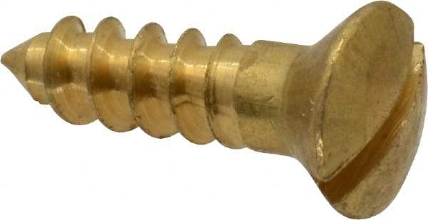 Value Collection - #6, 1/2" Length Under Head, Slotted Drive, Oval Head Wood Screw - ASME B18.6.1, Brass - Industrial Tool & Supply