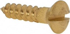 Value Collection - #8, 3/4" Length Under Head, Slotted Drive, Oval Head Wood Screw - ASME B18.6.1, Brass - Industrial Tool & Supply