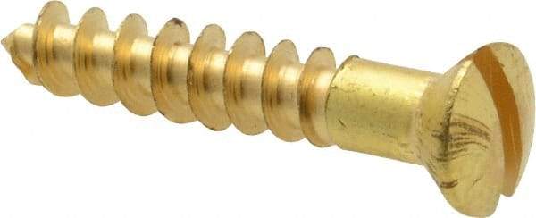 Value Collection - #8, 1" Length Under Head, Slotted Drive, Oval Head Wood Screw - ASME B18.6.1, Brass - Industrial Tool & Supply