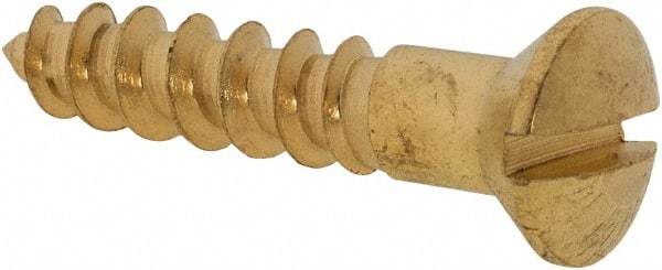 Value Collection - #10, 1" Length Under Head, Slotted Drive, Oval Head Wood Screw - ASME B18.6.1, Brass - Industrial Tool & Supply