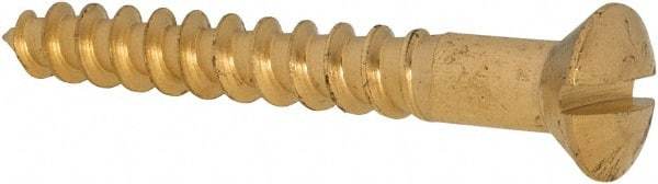 Value Collection - #10, 1-1/2" Length Under Head, Slotted Drive, Oval Head Wood Screw - ASME B18.6.1, Brass - Industrial Tool & Supply