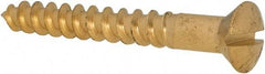 Value Collection - #10, 1-1/2" Length Under Head, Slotted Drive, Oval Head Wood Screw - ASME B18.6.1, Brass - Industrial Tool & Supply
