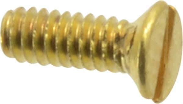 Value Collection - #2-56 UNC, 1/4" OAL Slotted Drive Machine Screw - Flat Head, Brass, Uncoated, Without Washer - Industrial Tool & Supply
