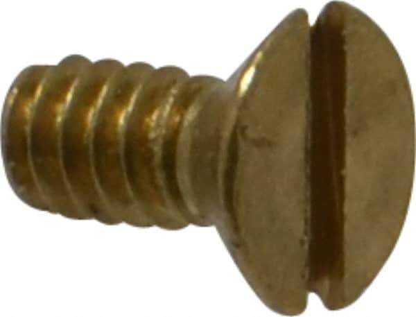 Value Collection - #4-40 UNC, 1/4" OAL Slotted Drive Machine Screw - Flat Head, Brass, Without Washer - Industrial Tool & Supply