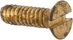 Value Collection - #4-40 UNC, 3/8" OAL Slotted Drive Machine Screw - Flat Head, Brass, Without Washer - Industrial Tool & Supply
