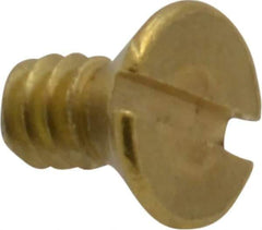 Value Collection - #6-32 UNC, 1/4" OAL Slotted Drive Machine Screw - Flat Head, Brass, Without Washer - Industrial Tool & Supply