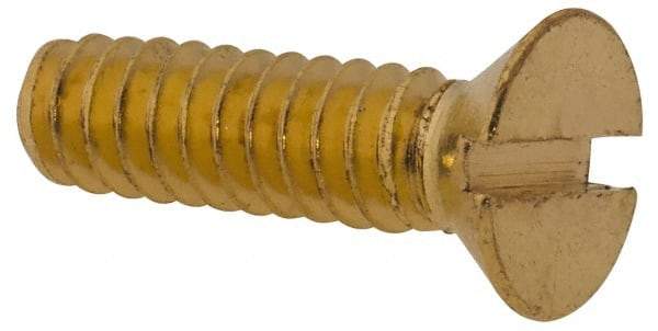 Value Collection - #6-32 UNC, 1/2" OAL Slotted Drive Machine Screw - Flat Head, Brass, Without Washer - Industrial Tool & Supply