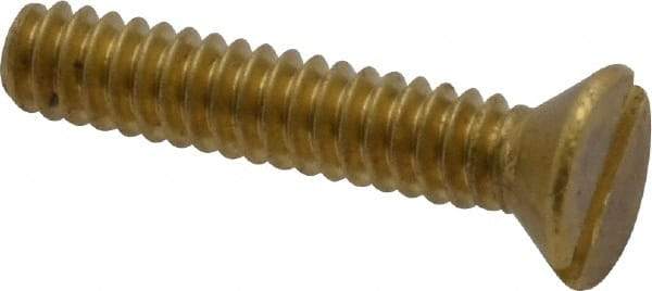 Value Collection - #6-32 UNC, 3/4" OAL Slotted Drive Machine Screw - Flat Head, Brass, Without Washer - Industrial Tool & Supply