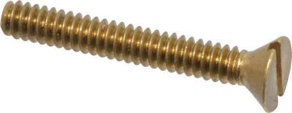 Value Collection - #6-32 UNC, 1" OAL Slotted Drive Machine Screw - Flat Head, Brass, Without Washer - Industrial Tool & Supply