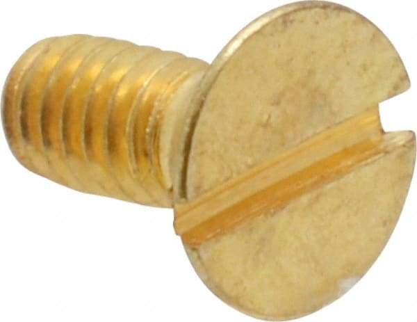 Value Collection - #8-32 UNC, 3/8" OAL Slotted Drive Machine Screw - Flat Head, Brass, Without Washer - Industrial Tool & Supply