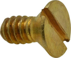 Value Collection - #10-24 UNC, 3/8" OAL Slotted Drive Machine Screw - Flat Head, Brass, Without Washer - Industrial Tool & Supply
