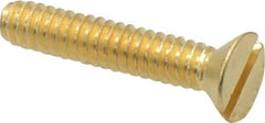 Value Collection - #10-24 UNC, 1" OAL Slotted Drive Machine Screw - Flat Head, Brass, Without Washer - Industrial Tool & Supply