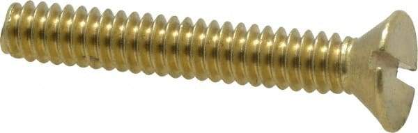 Value Collection - #10-24 UNC, 1-1/4" OAL Slotted Drive Machine Screw - Flat Head, Brass, Without Washer - Industrial Tool & Supply