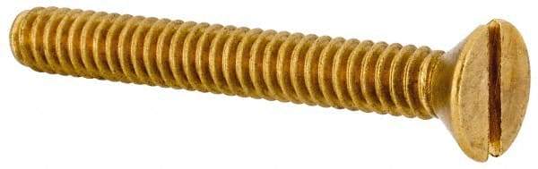 Value Collection - #10-24 UNC, 1-1/2" OAL Slotted Drive Machine Screw - Flat Head, Brass, Without Washer - Industrial Tool & Supply
