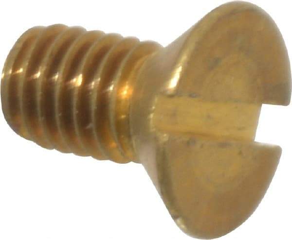 Value Collection - #10-32 UNF, 3/8" OAL Slotted Drive Machine Screw - Flat Head, Brass, Without Washer - Industrial Tool & Supply