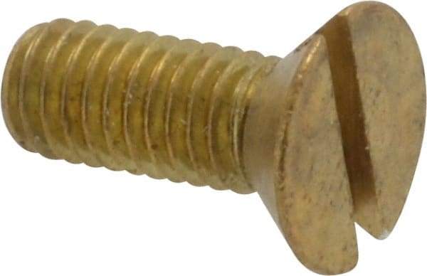 Value Collection - #10-32 UNF, 1/2" OAL Slotted Drive Machine Screw - Flat Head, Brass, Without Washer - Industrial Tool & Supply