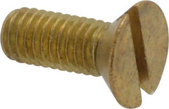 Value Collection - #10-32 UNF, 1/2" OAL Slotted Drive Machine Screw - Flat Head, Brass, Without Washer - Industrial Tool & Supply